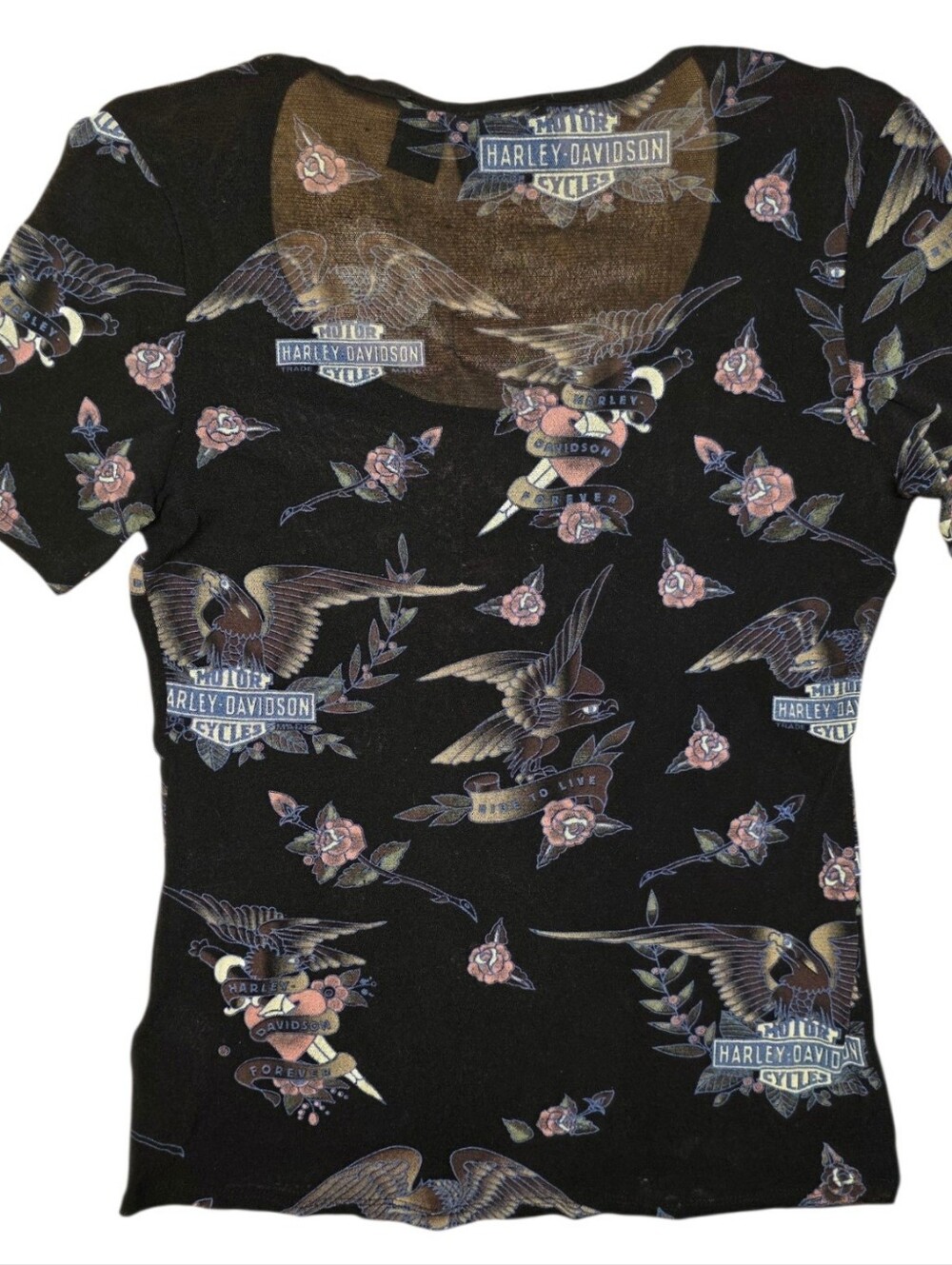 Sheer Roses, Swords, Eagles Logo Harley Davidson